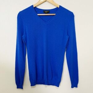 Cashmere Charter Club Luxury Sweater Womens Small Blue V Neck 100% Cashmere